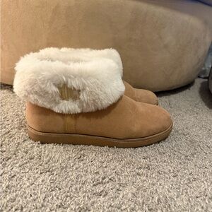 Tan and White Fur-Lined Boots